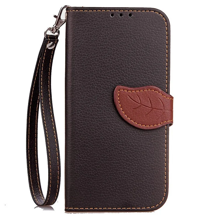 Leaf Shape Magnetic Flap Leather Wallet Case for Huawei P20 - Black