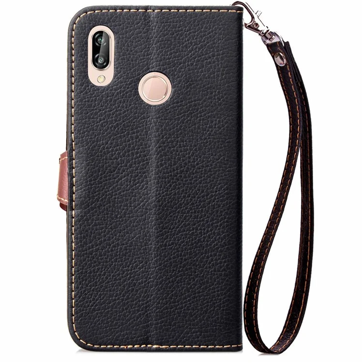 Leaf Shape Magnetic Flap Leather Wallet Case for Huawei P20 Lite/Nova 3e (China) - Black