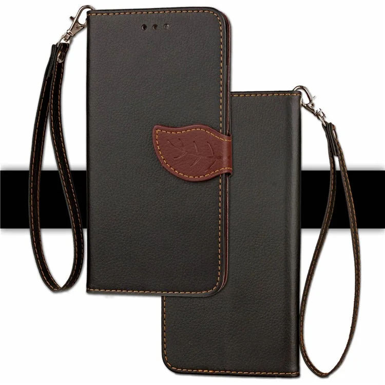 Leaf Shape Magnetic Flap Leather Wallet Case for Huawei P20 Lite/Nova 3e (China) - Black