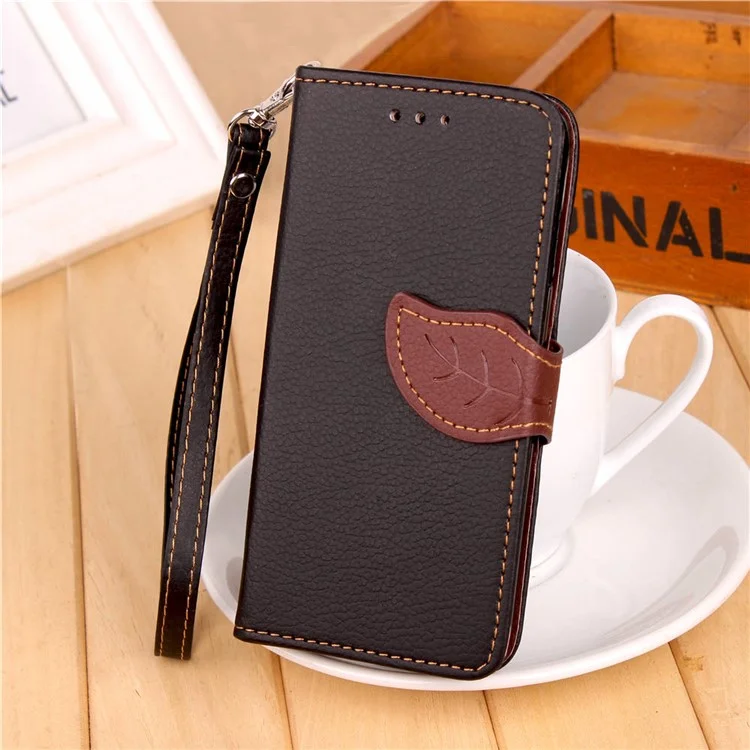 Leaf Shape Magnetic Flap Leather Wallet Case for Huawei P20 Lite/Nova 3e (China) - Black