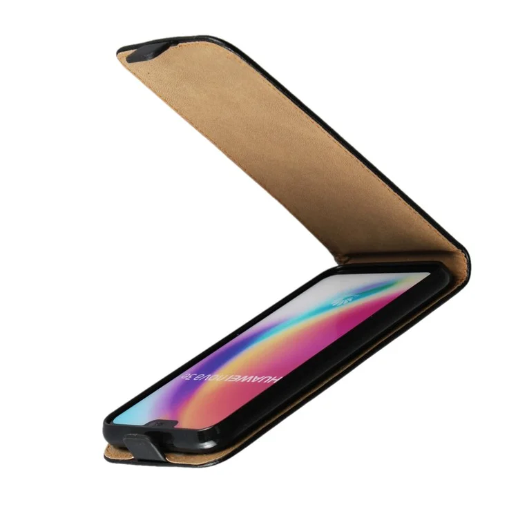Genuine Leather Vertical Phone Case for Huawei P20 Lite / Nova 3e - Black