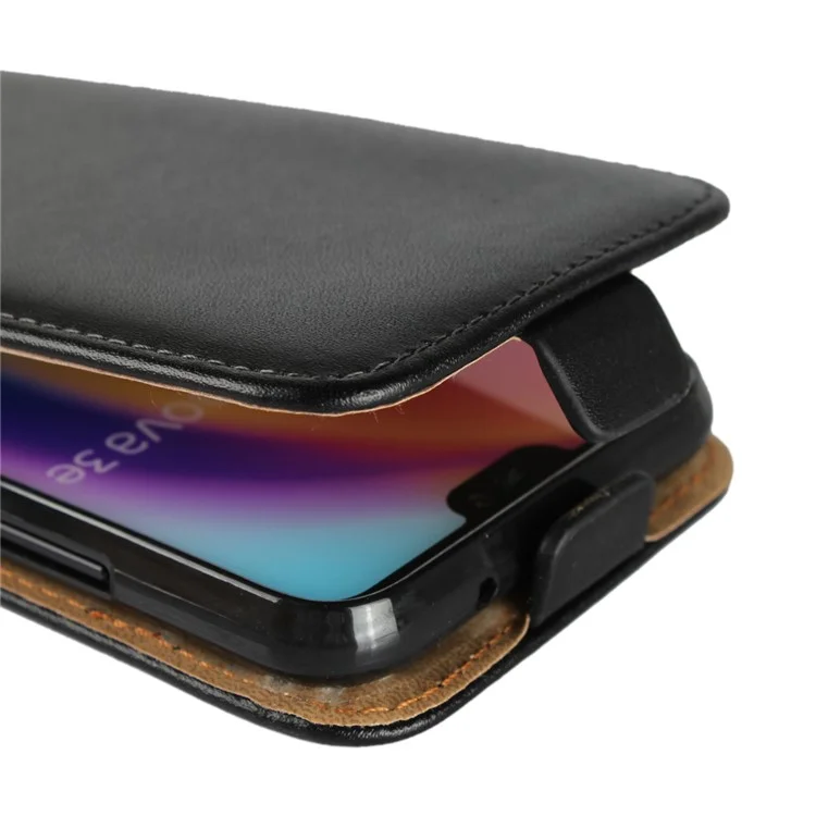 Genuine Leather Vertical Phone Case for Huawei P20 Lite / Nova 3e - Black