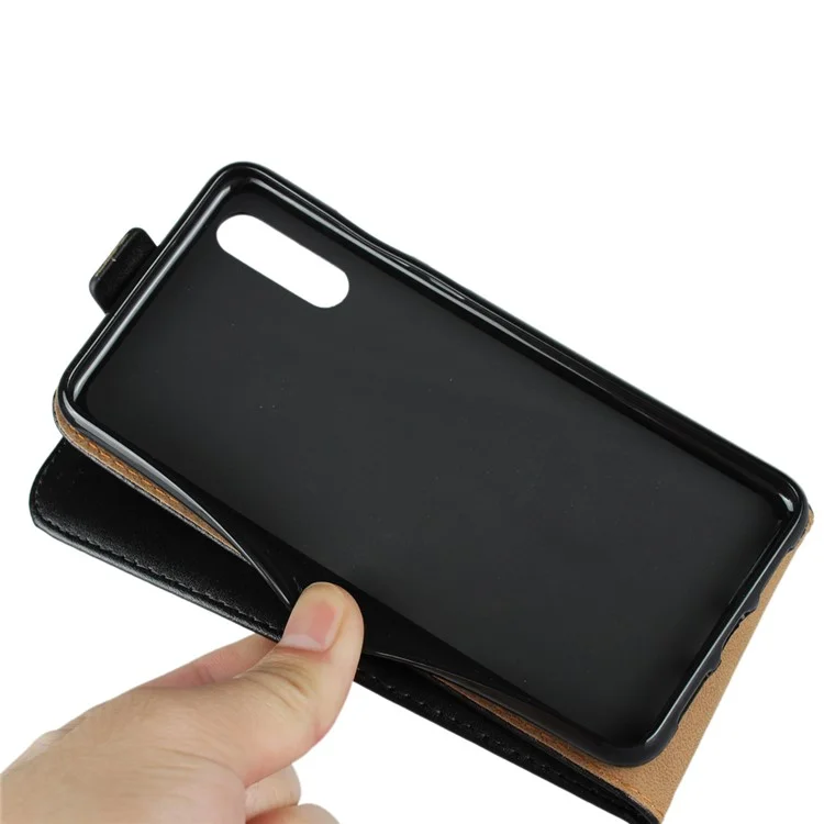 Genuine Leather Vertical Shell Case for Huawei P20 - Black