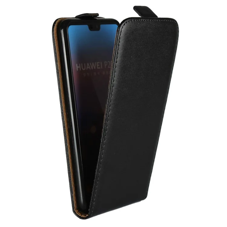 Genuine Leather Vertical Shell Case for Huawei P20 - Black