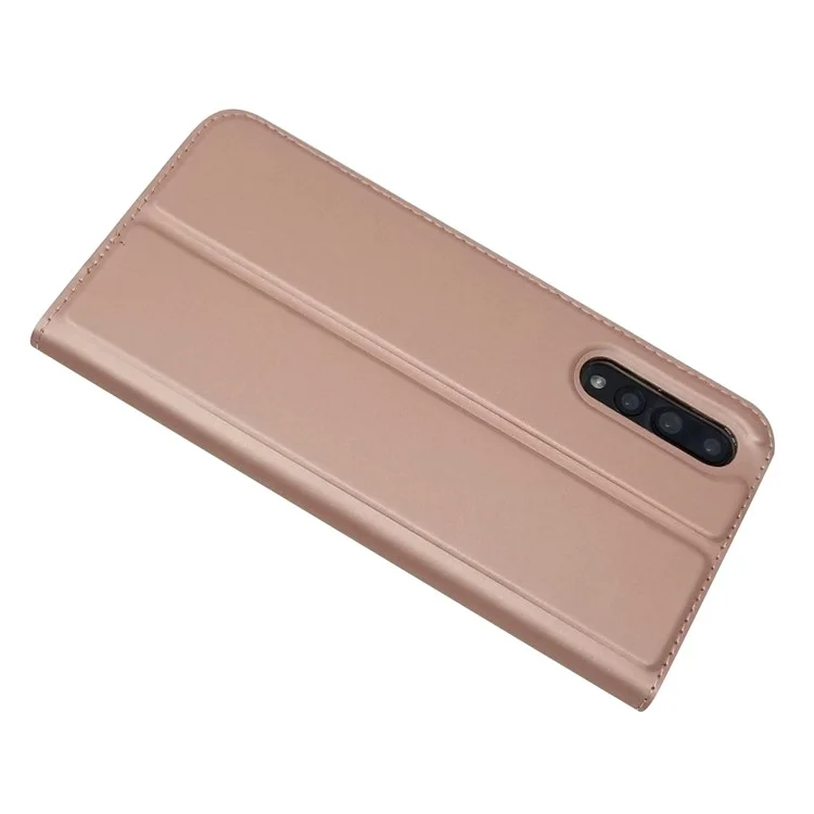 Magnetic Adsorption Leather Stand Phone Casing with Card Slot for Huawei P20 Pro - Rose Gold