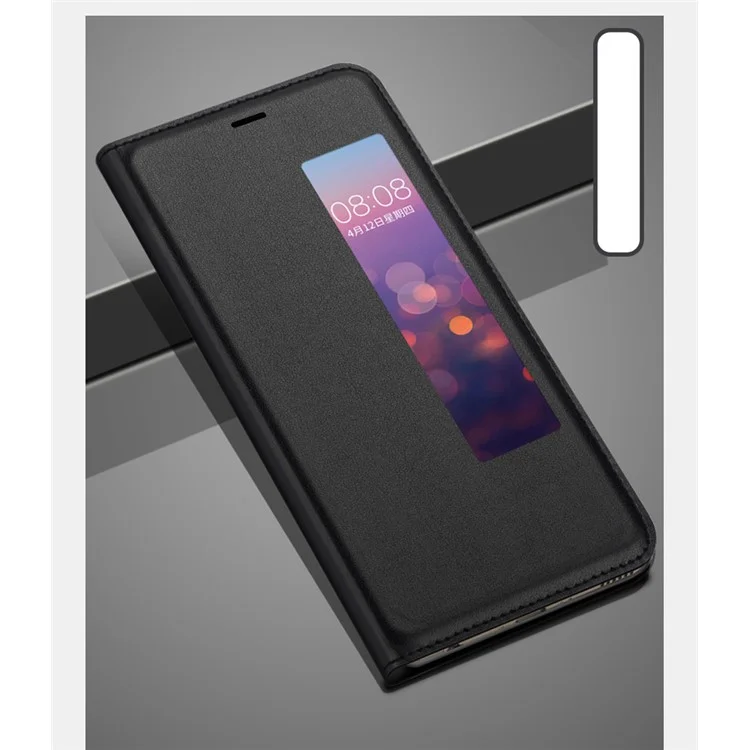 View Window PU Leather Phone Case for Huawei P20 - Black