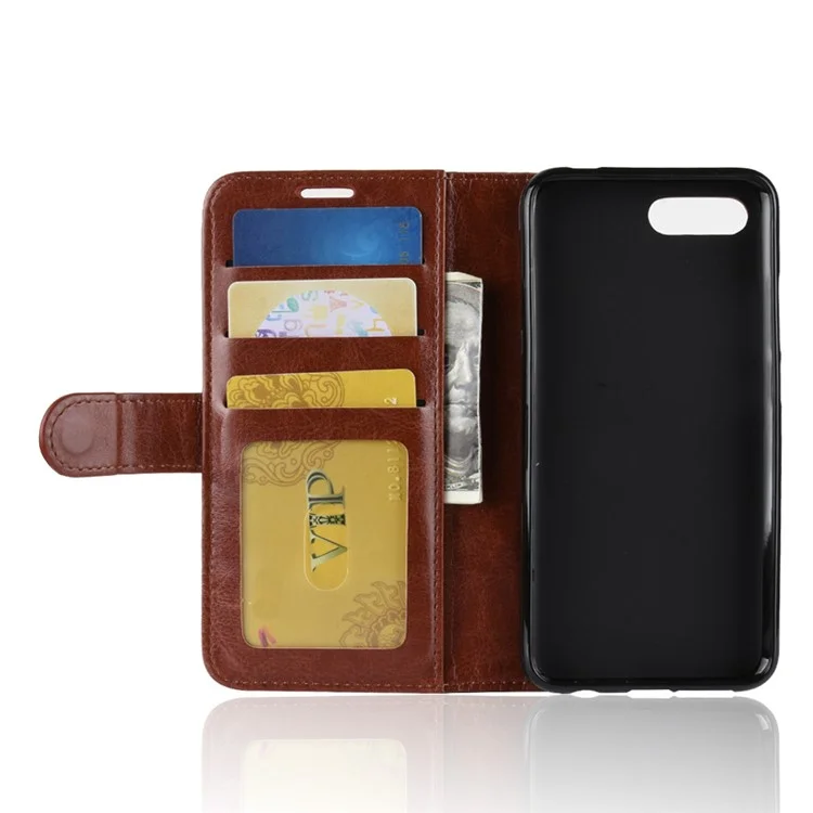 For Huawei Honor 10 Crazy Horse Wallet Stand Leather Protection Mobile Phone Case Shell - Brown