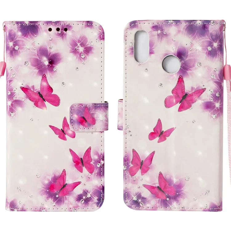 Pattern Printing Leather Wallet Case for Huawei P20 Lite / Nova 3e - Butterfly and Flower