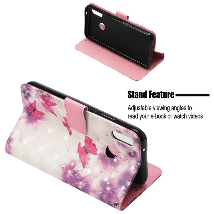 Pattern Printing Leather Wallet Case for Huawei P20 Lite / Nova 3e - Butterfly and Flower
