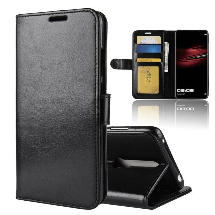 Crazy Horse Texture Wallet Stand Leather Case for Huawei Mate RS Porsche Design - Black