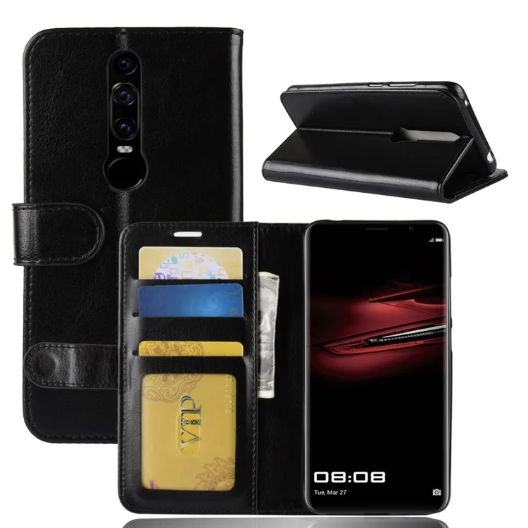 Crazy Horse Texture Wallet Stand Leather Case for Huawei Mate RS Porsche Design - Black