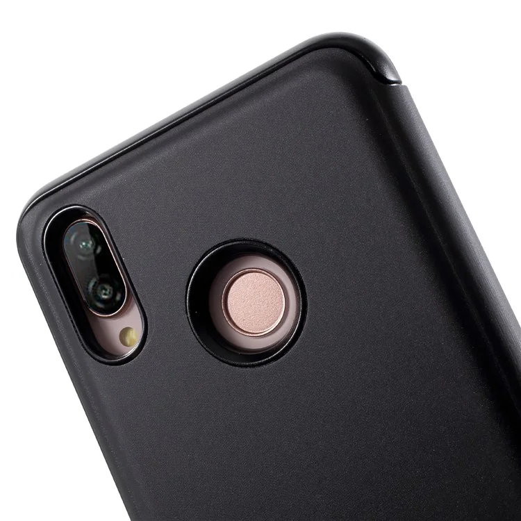 Plated Mirror Surface Leather Stand Cell Phone Case for Huawei P20 Lite / Nova 3e (China) - Black