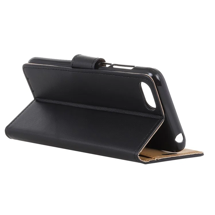Wallet Stand Flip Leather Phone Cover for Huawei Y6 (2018)/Honor 7A (without Fingerprint Sensor) - Black