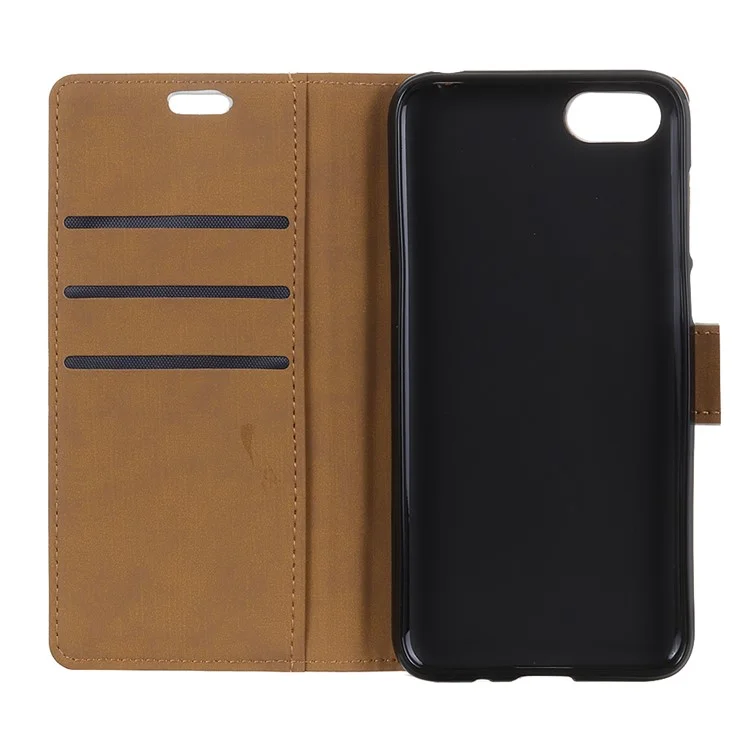 Wallet Stand Flip Leather Phone Cover for Huawei Y6 (2018)/Honor 7A (without Fingerprint Sensor) - Black
