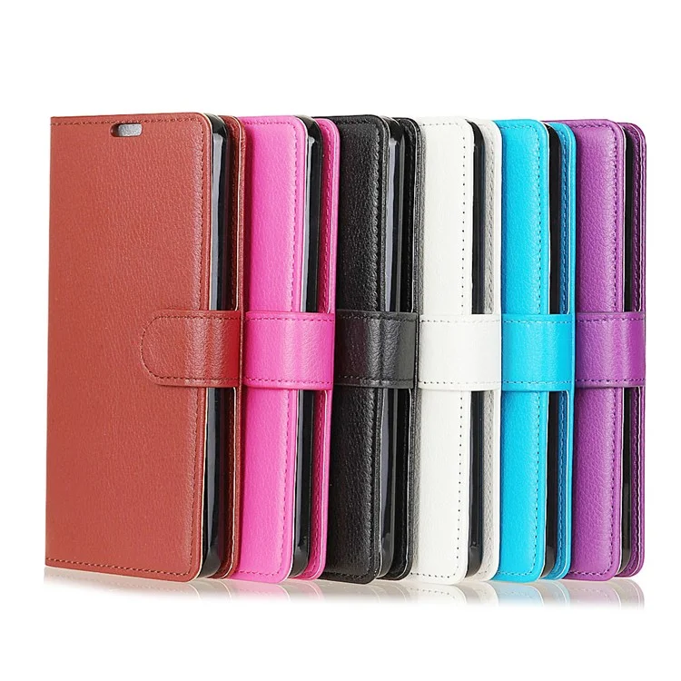 Litchi Texture Wallet Stand Leather Phone Case for Huawei Y6 (2018)/Honor 7A (without Fingerprint Sensor) - Black