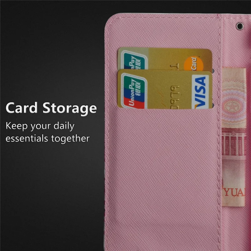 Pattern Printing Wallet Stand Leather Phone Casing for Huawei P Smart / Enjoy 7S - Glittery Element