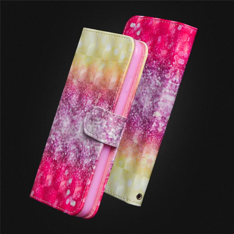 Pattern Printing Wallet Stand Leather Phone Casing for Huawei P Smart / Enjoy 7S - Glittery Element