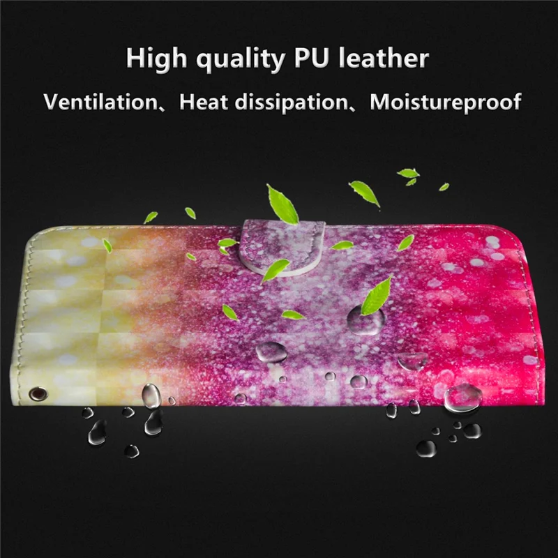 Pattern Printing Wallet Stand Leather Phone Casing for Huawei P Smart / Enjoy 7S - Glittery Element