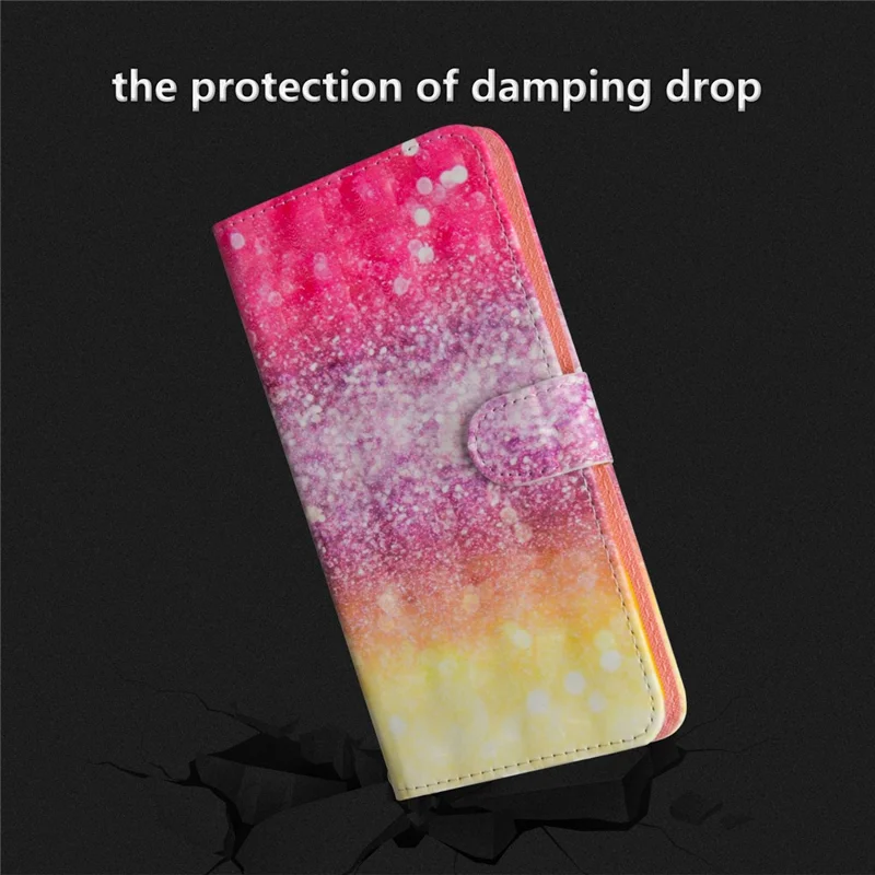 Pattern Printing Wallet Stand Leather Phone Casing for Huawei P Smart / Enjoy 7S - Glittery Element