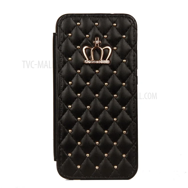 Stitching Rhombus Crown Leather Stand Case with Card Slots for Huawei P20 Pro - Black