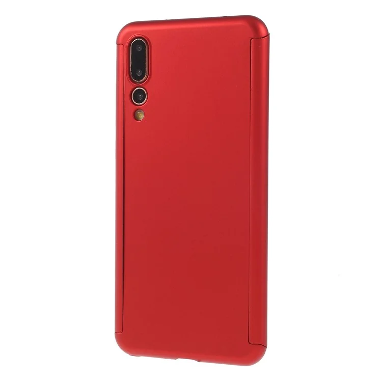 Full Protection 2-in-1 PC Hard Accessory Cover + Tempered Glass Screen Film for Huawei P20 Pro - Red