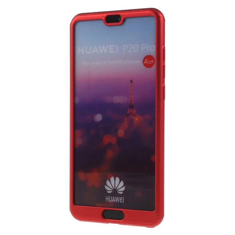 Full Protection 2-in-1 PC Hard Accessory Cover + Tempered Glass Screen Film for Huawei P20 Pro - Red