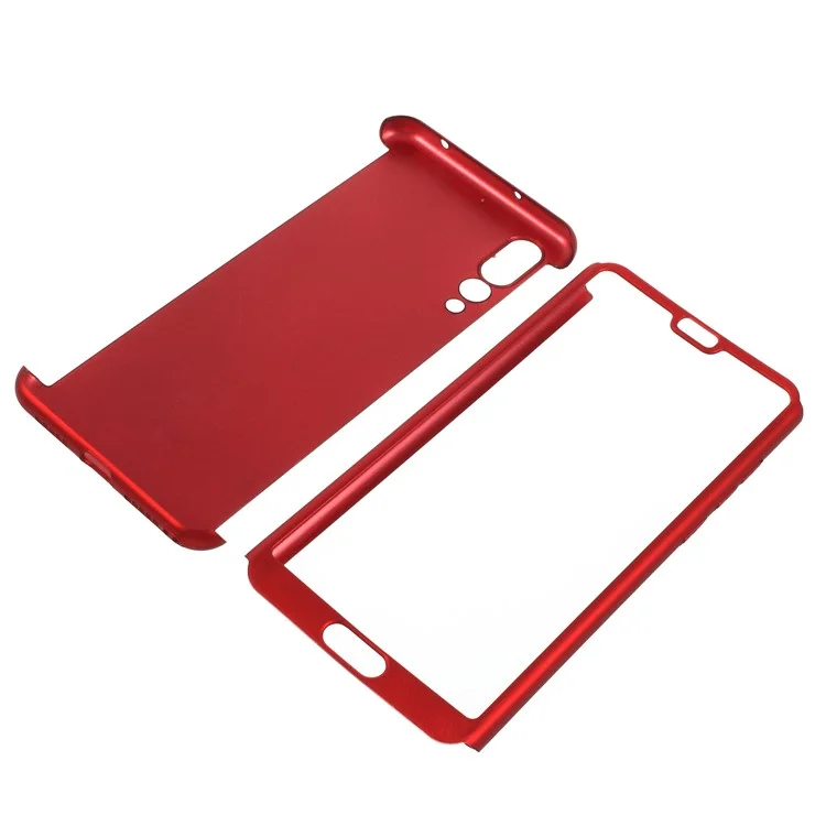 Full Protection 2-in-1 PC Hard Accessory Cover + Tempered Glass Screen Film for Huawei P20 Pro - Red