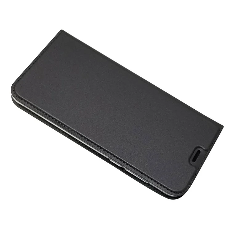 Auto-absorbed Stand Leather Card Holder Phone Case for Huawei Honor 7C / Enjoy 8 - Black