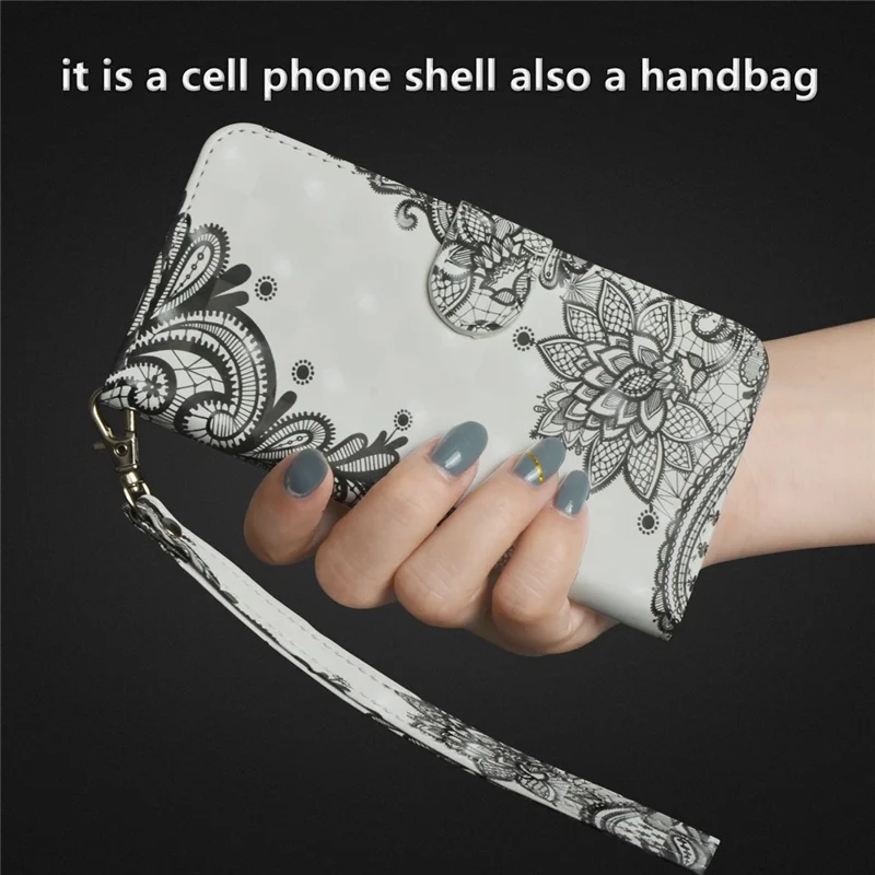 Pattern Printing Wallet Stand Leather Flip Shell for Huawei P20 Pro - Lace Flower