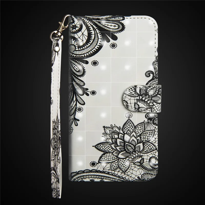 Pattern Printing Wallet Stand Leather Flip Shell for Huawei P20 Pro - Lace Flower
