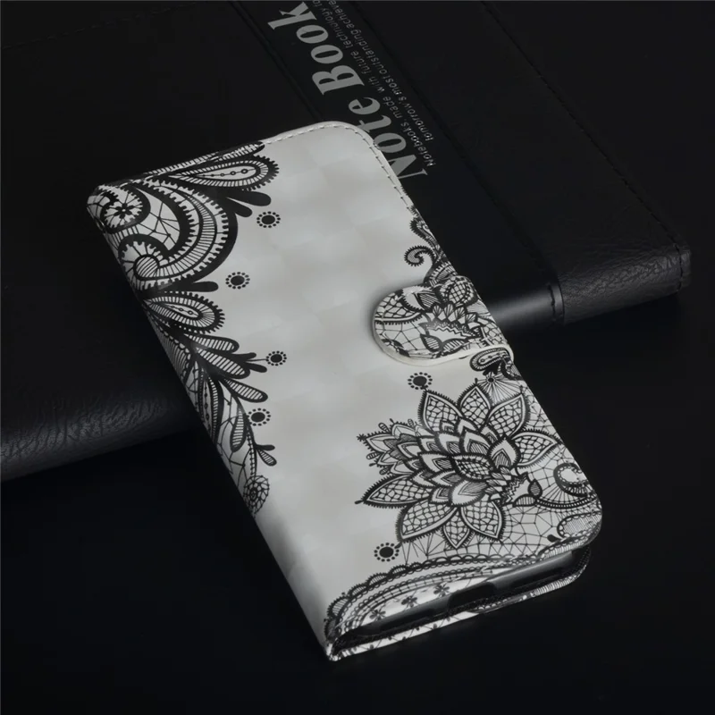 Pattern Printing Wallet Stand Leather Flip Shell for Huawei P20 Pro - Lace Flower