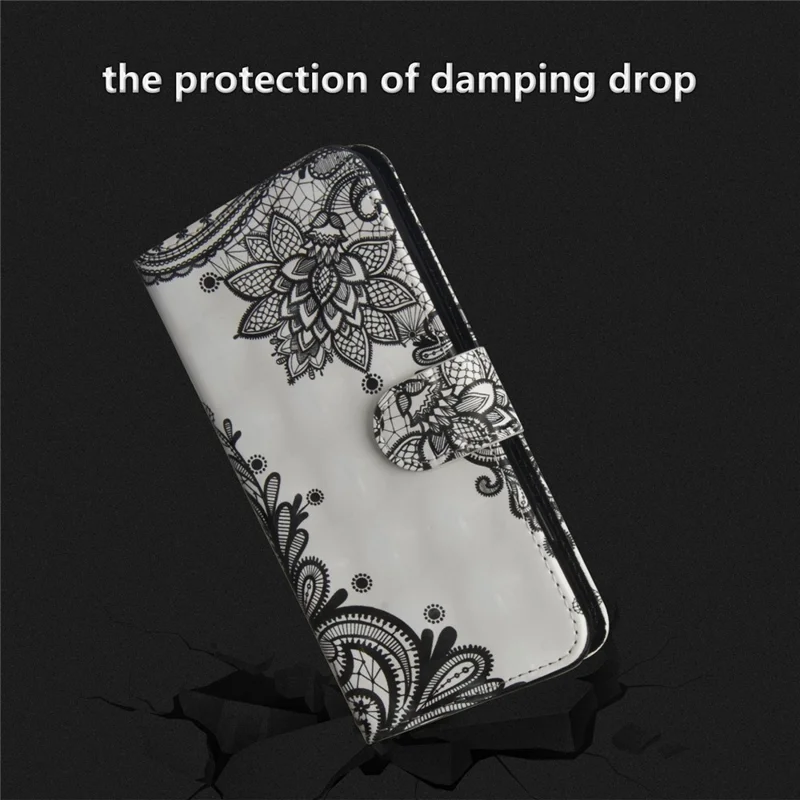 Pattern Printing Wallet Stand Leather Flip Shell for Huawei P20 Pro - Lace Flower