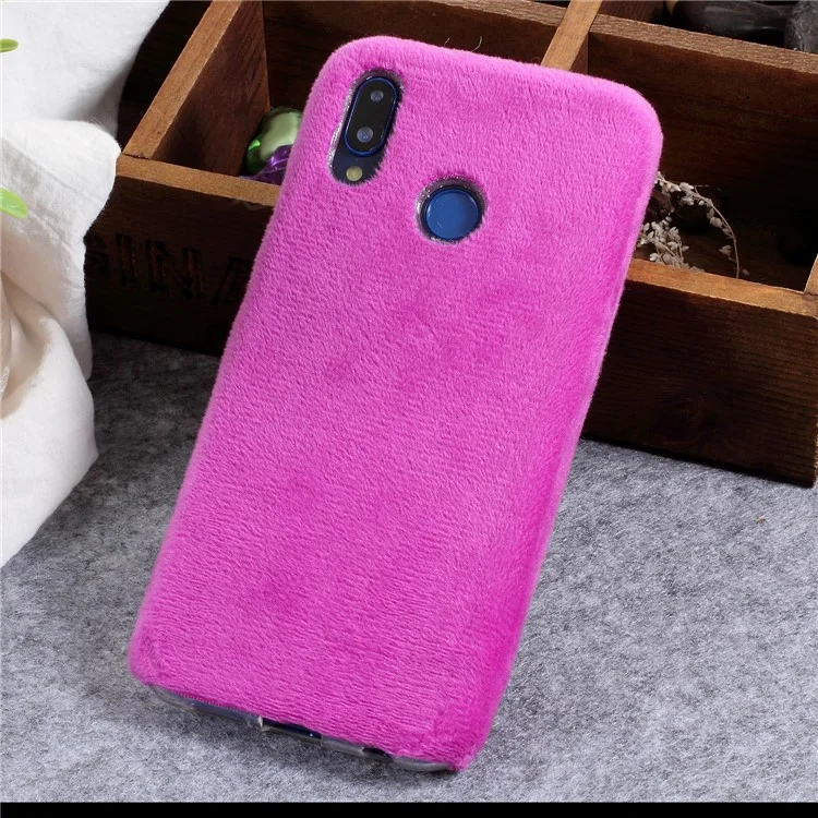 For Huawei P20 Lite / Nova 3e Fluffy Fur Coated Soft TPU Protector Case - Purple