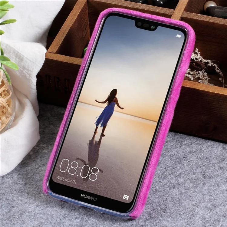 For Huawei P20 Lite / Nova 3e Fluffy Fur Coated Soft TPU Protector Case - Purple