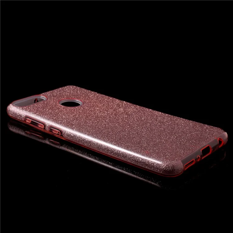 3-in-1 Glittery Powder Paper TPU + PC Combo Case for Huawei Y9 (2018) / Enjoy 8 Plus - Rose