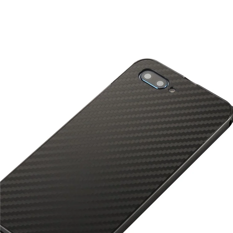 Electroplated Aluminum Alloy Bumper + Carbon Fiber PC Back Panel Slide-on Case for Huawei Honor 10 - Black