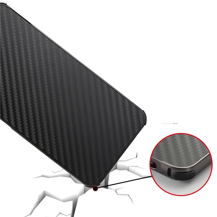 Electroplated Aluminum Alloy Bumper + Carbon Fiber PC Back Panel Slide-on Case for Huawei Honor 10 - Black