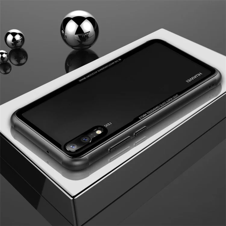 Tempered Glass + TPU Hybrid Back Casing for Huawei P20 - Black