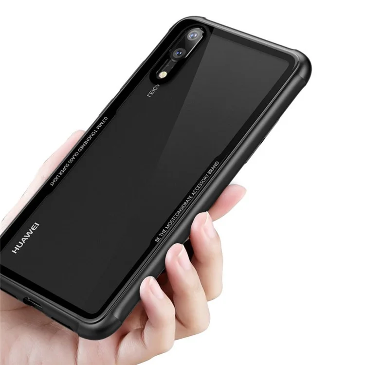Tempered Glass + TPU Hybrid Back Casing for Huawei P20 - Black