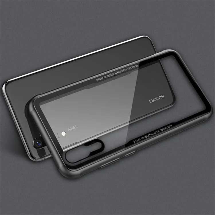 Tempered Glass + TPU Hybrid Back Casing for Huawei P20 - Black