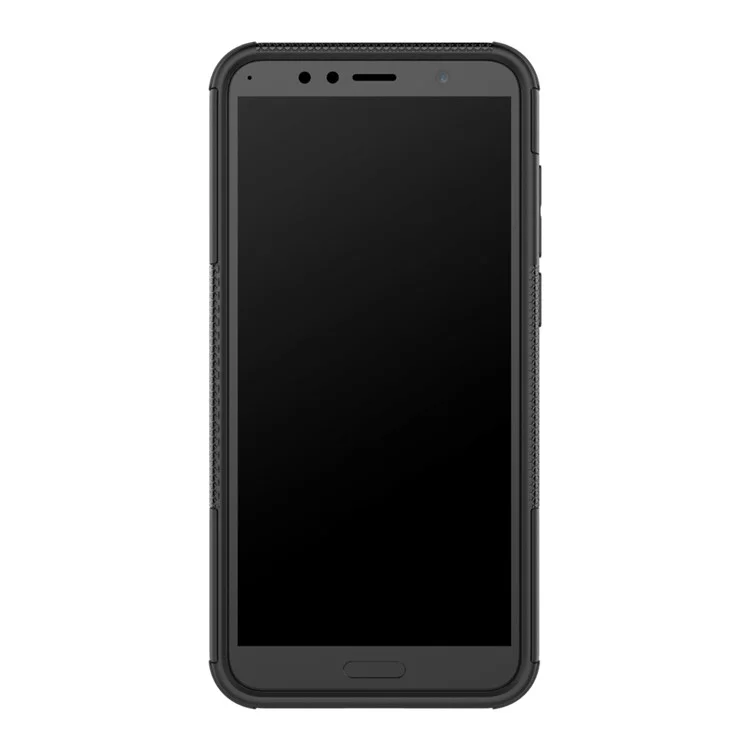 2-in-1 Tyre Pattern Kickstand PC + TPU Hybrid Case for Huawei Honor 7A (with Fingerprint Sensor)/Honor 7A Pro/ Enjoy 8E - Black