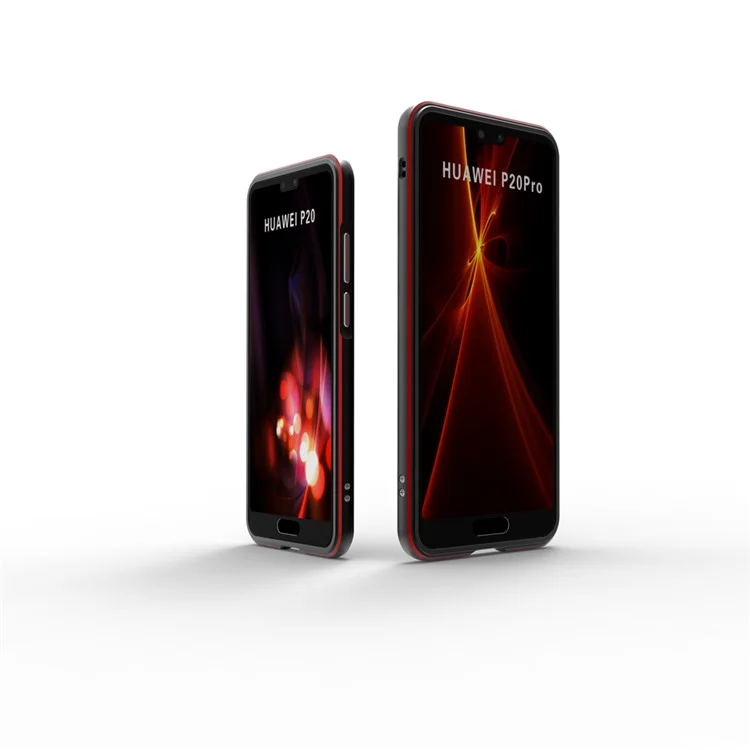 Screw Lock Electroplated Aluminium Alloy Bumper for Huawei P20 - Black / Red
