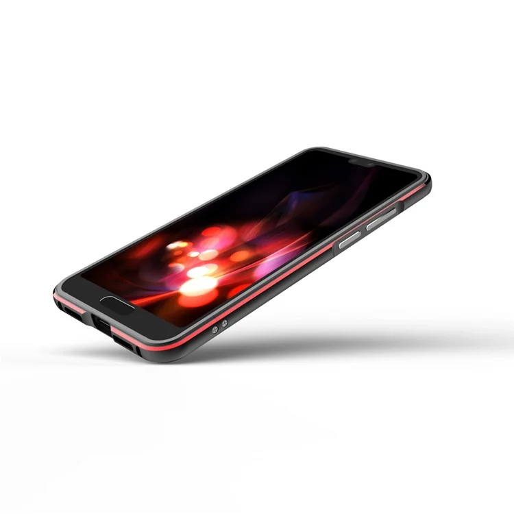 Screw Lock Electroplated Aluminium Alloy Bumper for Huawei P20 - Black / Red