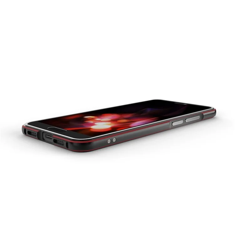 Screw Lock Electroplated Aluminium Alloy Bumper for Huawei P20 - Black / Red