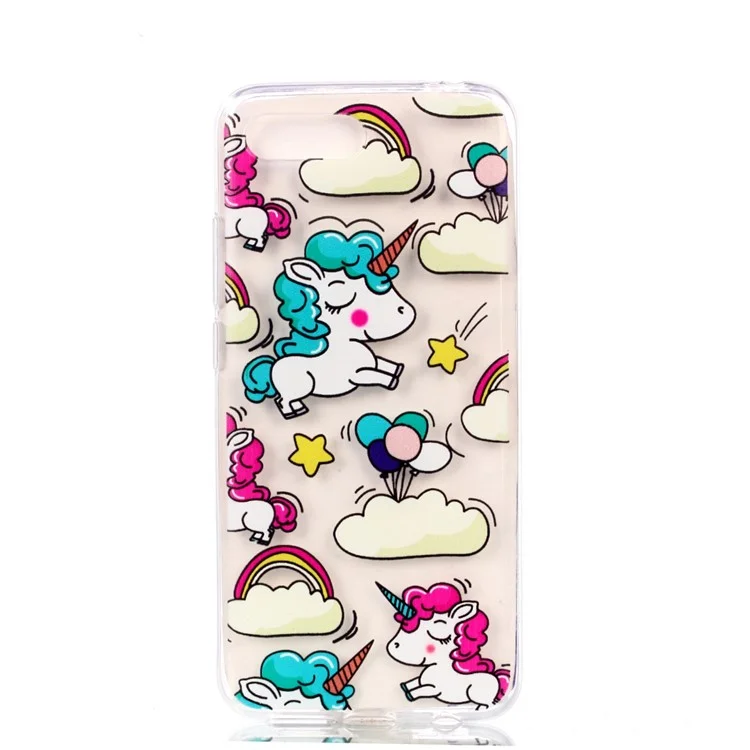 Pattern Printing Soft TPU Phone Case for Huawei Honor 10 - Unicorns and Rainbow