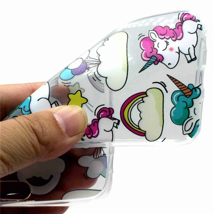 Pattern Printing Soft TPU Phone Case for Huawei Honor 10 - Unicorns and Rainbow