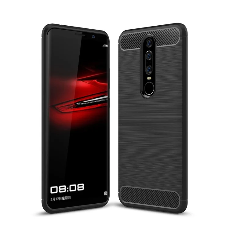 Carbon Fiber Texture Brushed TPU Phone Casing for Huawei Mate RS Porsche Design - Black