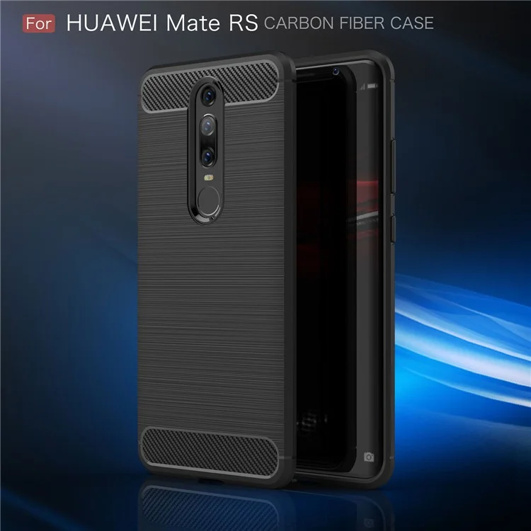 Carbon Fiber Texture Brushed TPU Phone Casing for Huawei Mate RS Porsche Design - Black