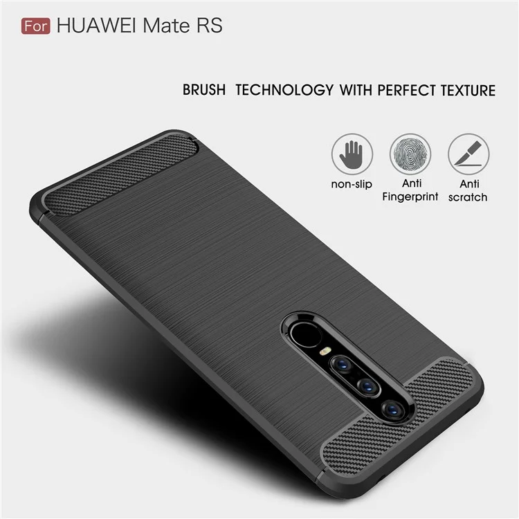 Carbon Fiber Texture Brushed TPU Phone Casing for Huawei Mate RS Porsche Design - Black