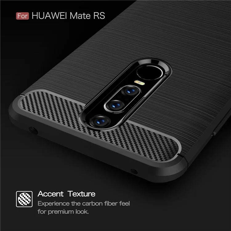 Carbon Fiber Texture Brushed TPU Phone Casing for Huawei Mate RS Porsche Design - Black